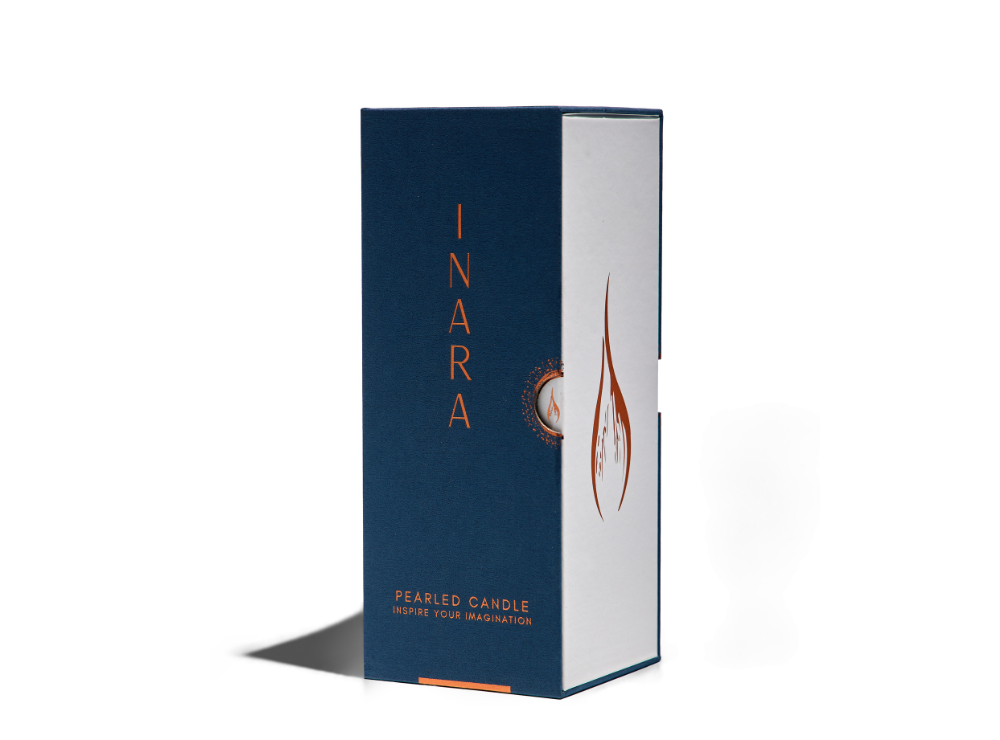 500g Inara® Pearled Candle & Winter Shell Glass Vase + 10ml Inara Fragrance Oil Bottle - Bundle