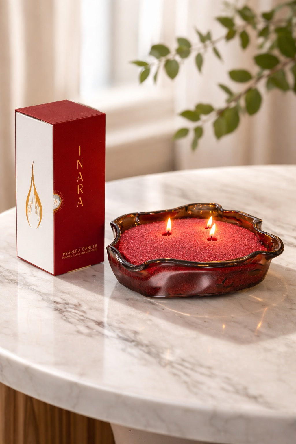 x2  500g Inara® Pearled Candle Boxes + 60 Wicks + Opal Luxe Glass Vase - Bundle