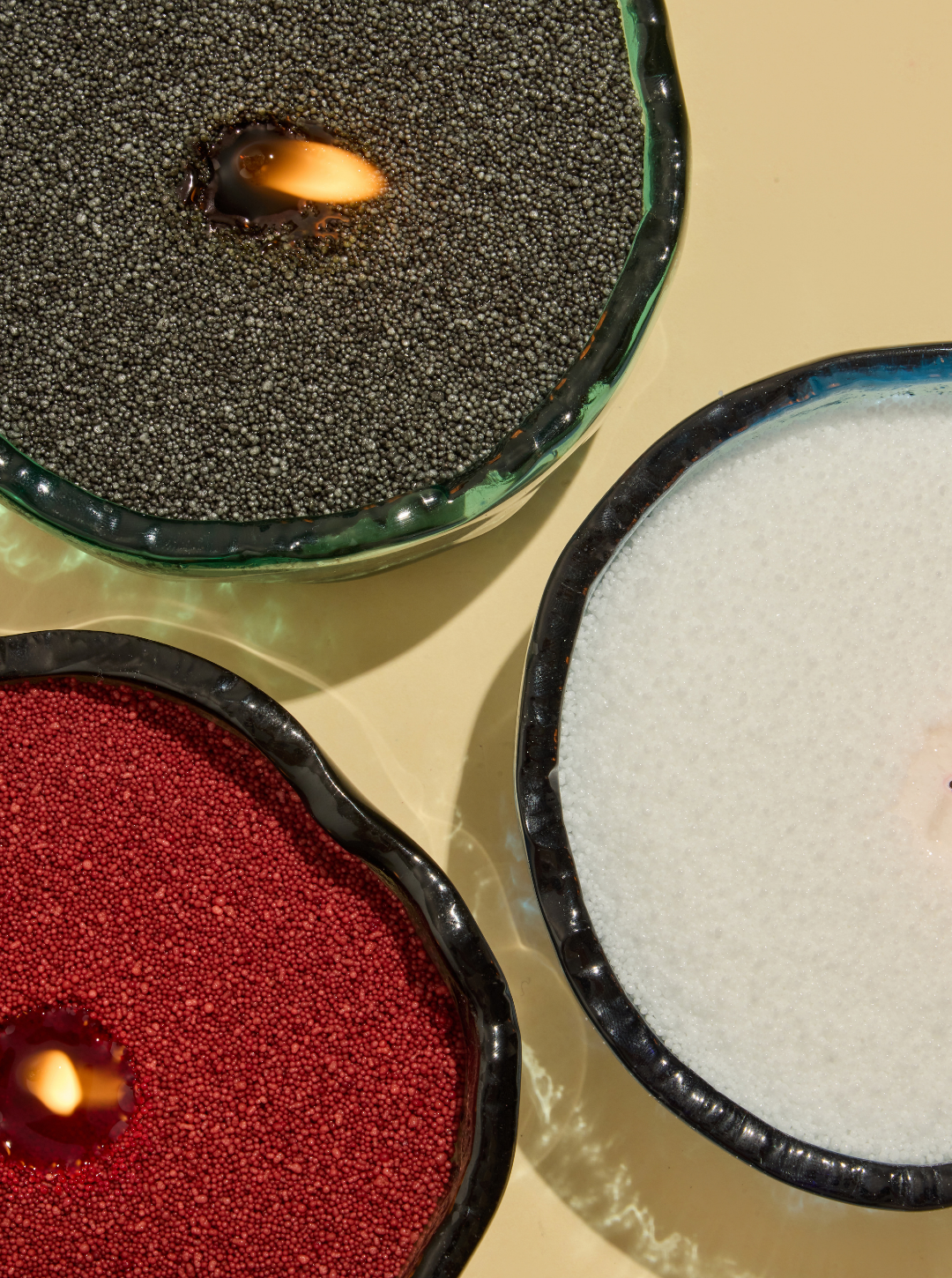 500g Inara® Pearled Candle & Aurora Trio Vase Set + 10ml Inara Fragrance Oil Bottle - Bundle